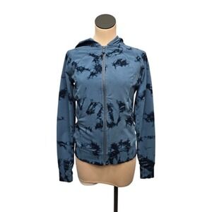 Lululemon Hoodie Womens 6 Blue Black Tie Dye Full Zip Hooded Sweatshirt Athletic